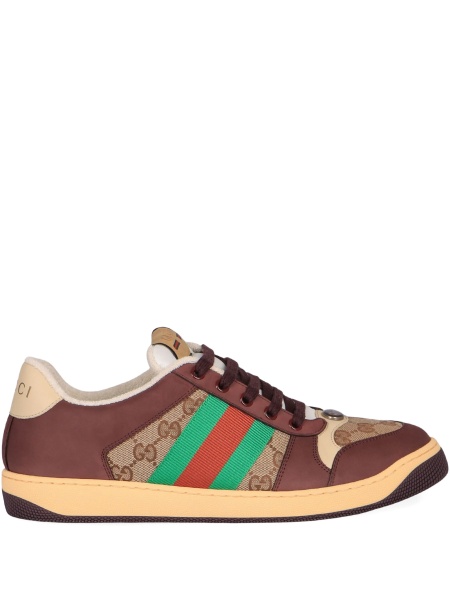 Sneakers Gucci maro din material textil si piele
