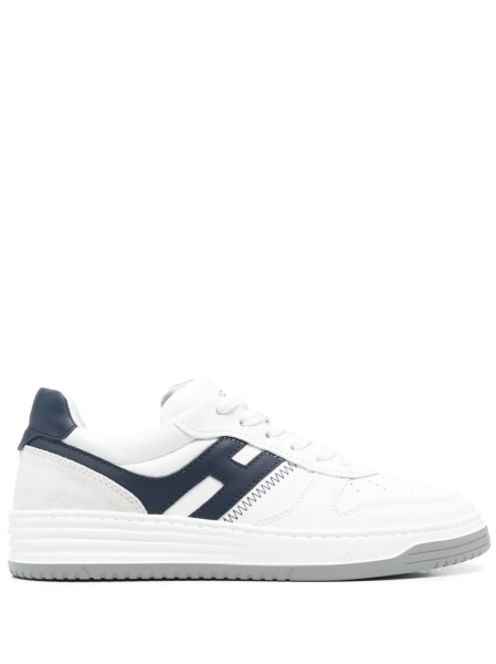 Sneakers Hogan albi din piele si piele intoarsa