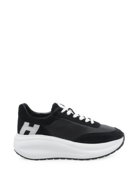 Sneakers Hogan negri din piele si piele intoarsa