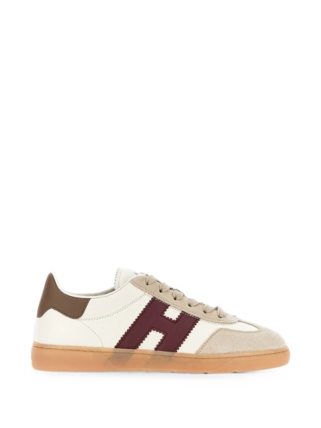 Sneakers Hogan neutri din piele intoarsa si piele