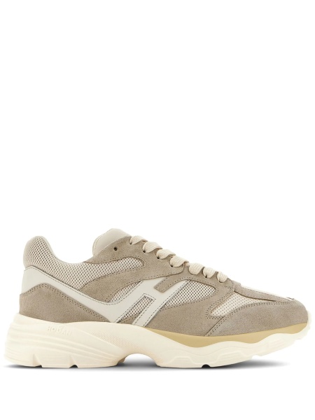 Sneakers Hogan neutri din piele si piele intoarsa