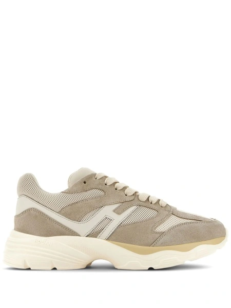 Sneakers Hogan neutri din piele si piele intoarsa