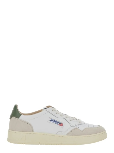 Sneakers 'Medalist Low' White and Green Sneakers with Contrast Heel in Leather for Men