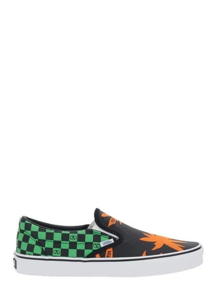 Sneakers Multicolor Low Top Sneaker with Check Motif with VLogo Print and Palm Print and logo lettering in Cotton Man