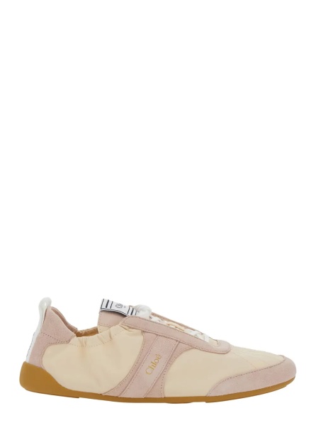 Sneakers Sneaker 'Kick' with Side Lettering Logo and Elasticized Details in Beige Fabric for Women