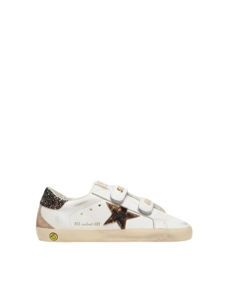 Sneakers SNEAKERS OLD SCHOOL LEATHER UPPER TONGUE AND STRAP HORSY STAR SUEDE SPUR GLITTER HEEL WHITE/LEOPARD/BEIGE/BROWN
