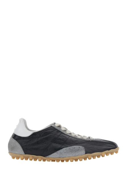 Sneakers 'Sprinters' Black Sneaker with Insert Design and Notched Sole in Leather Woman