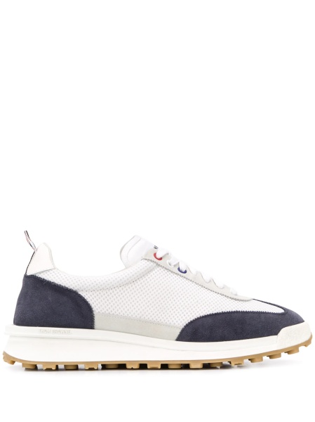 Sneakers Thom Browne tech runner albi din piele intoarsa si nylon