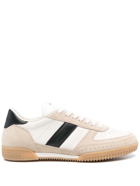 Sneakers Tom Ford albi din polyester si bos taurus