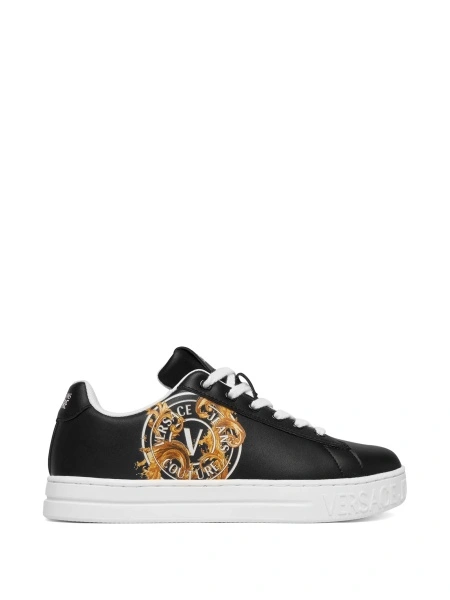 Sneakers Versace Jeans Couture negri din poliuretan si piele