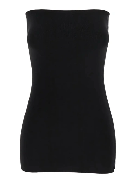 Topuri TOTÊME Black Sleeveless Off-Shoulder Top in Viscose Blend Stretch Woman