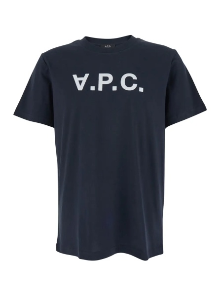 Tricou A.P.C. Blue T-Shirt with Logo on the Front in Cotton for Men