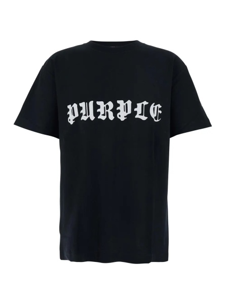 Tricou Black Crewneck T-Shirt with Logo Lettering on the Front in Cotton Man