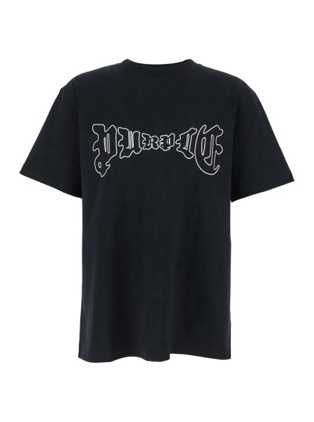 Tricou Black Crewneck T-Shirt with Logo Print on the Front in Cotton Man