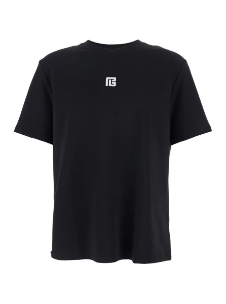 Tricou Black Crewneck T-Shirt with Logo Print on the Front in Cotton Man