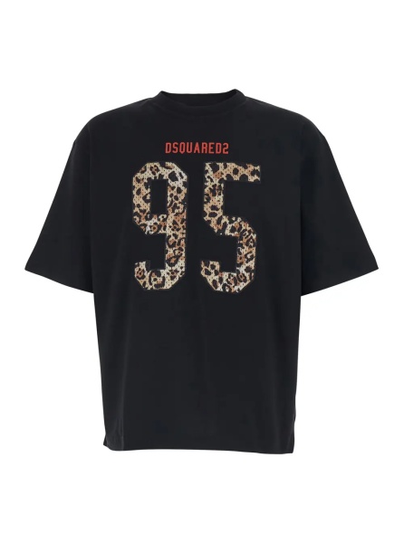 Tricou Black T-Shirt with Maxi Logo on the Front in Cotton for Men
