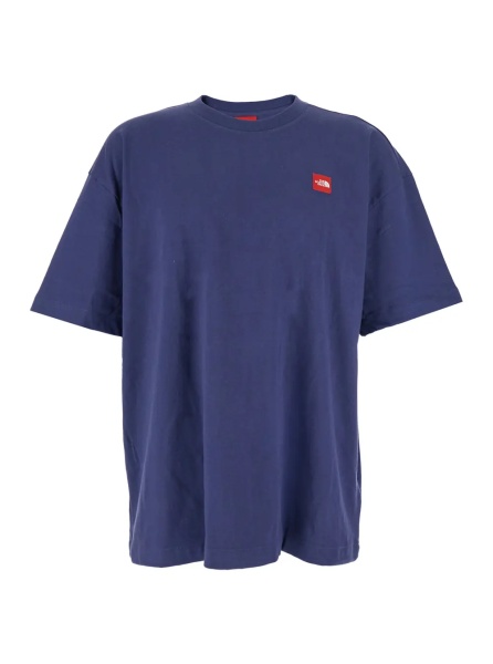 Tricou Blue Crewneck T-Shirt with Logo Patch on the Front in Cotton Man