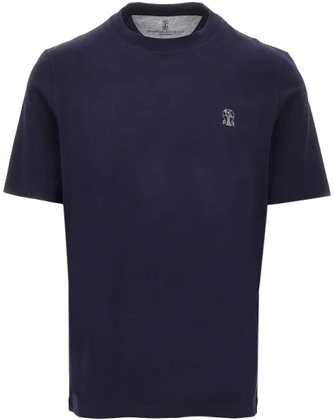 Tricou Brunello Cucinelli albastru din jerse