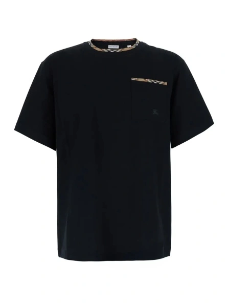 Tricou Burberry negru din bumbac 'RYAN'