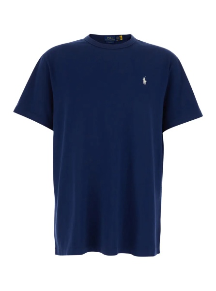 Tricou 'Classic Fit' Blue T-Shirt Crew Neck with Pony Embroidery in Cotton Men