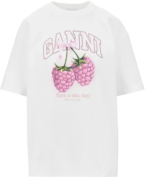 Tricou Cotton T-shirt with 'Raspberries' print