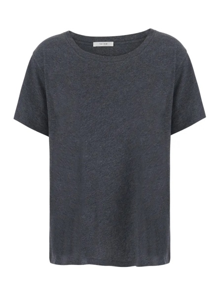 Tricou 'DERA' Grey T-shirt with wide round neckline in cotton for women