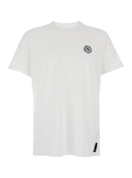 Tricou Fendi alb din bumbac cu logo imprimat