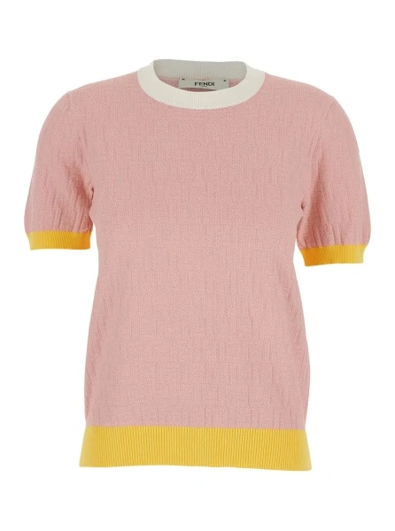 Tricou Fendi roz din bumbac