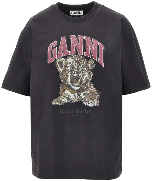 Tricou Ganni negru din bumbac