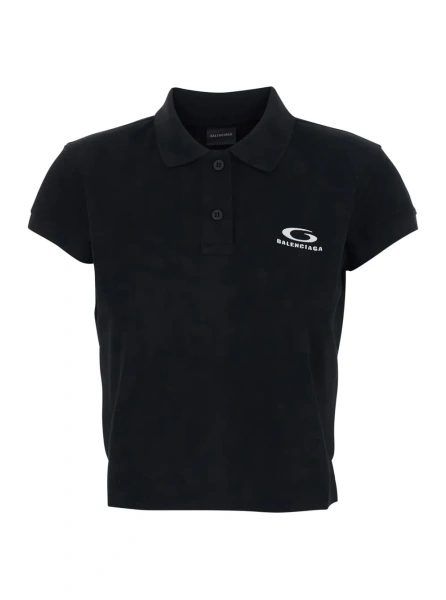 Tricou polo Balenciaga negru din bumbac