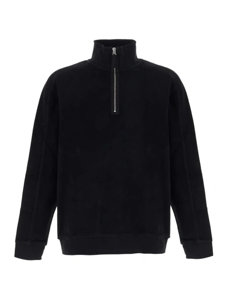 Tricou polo C.P. Company negru din fleece