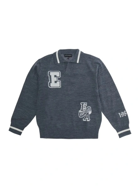 Tricou polo EMPORIO ARMANI KIDS gri din lana