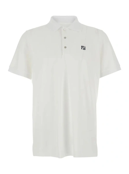 Tricou polo Fendi alb din bumbac