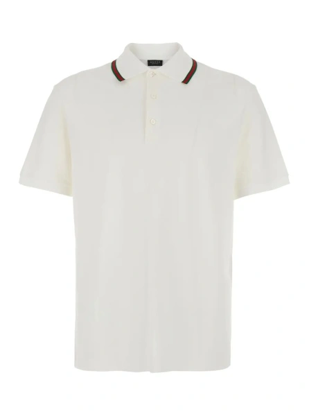 Tricou polo Gucci alb din bumbac