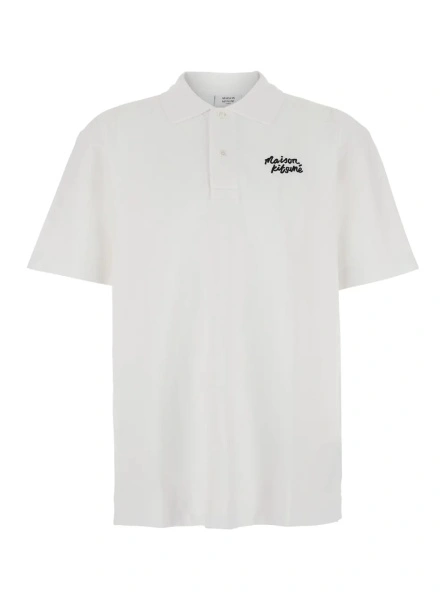 Tricou polo MAISON KITSUNÉ alb din bumbac