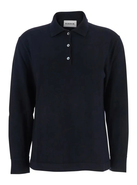 Tricou polo P.A.R.O.S.H. albastru din lana