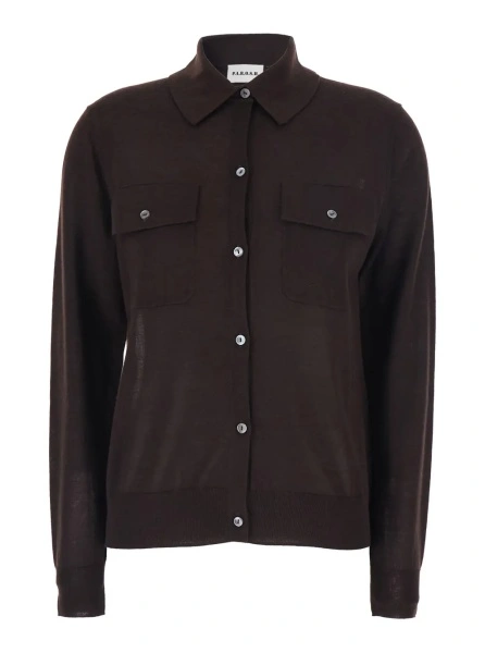 Tricou polo P.A.R.O.S.H. maro din lana