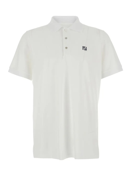 Tricou Polo White Polo Shirt with Classic Collar and Logo on the Front in Cotton for Men