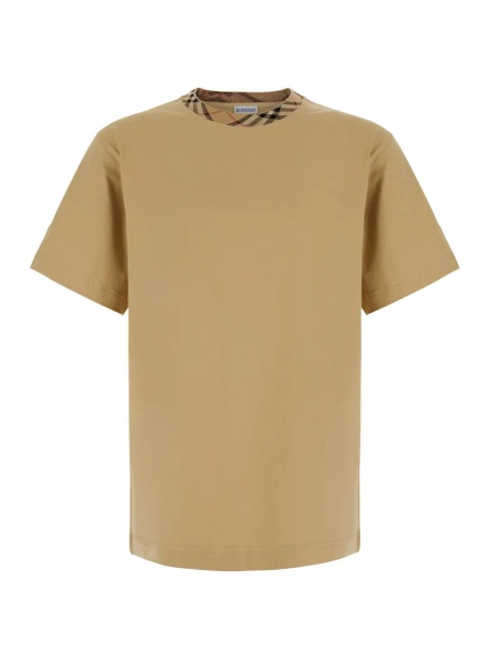 Tricou 'RYAN' beige T-shirt with Check motif collar in cotton for men