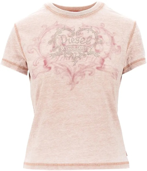 Tricou Strass-embellished burnout-effect T-shirt