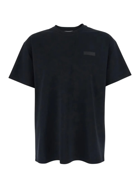 Tricou T-Shirt with Logo Patch on Chest in Black Cotton Men