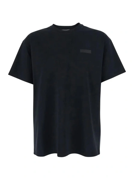 Tricou T-Shirt with Logo Patch on Chest in Black Cotton Men
