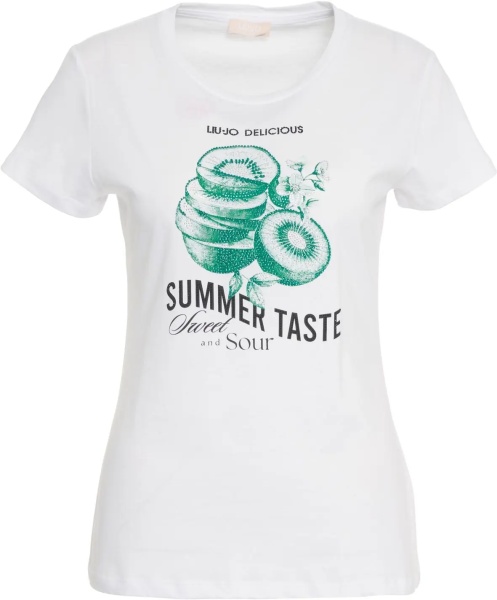 Tricou T-shirt with print and rhinestones