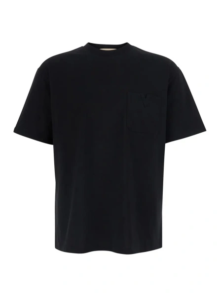 Tricou Valentino Garavani 'VLogo' negru din bumbac