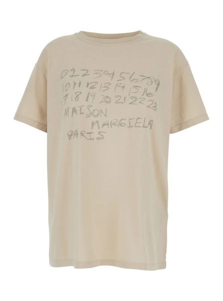 Tricou White Crew Neck T-Shirt with Large Logo Print on the Front in Cotton for Women