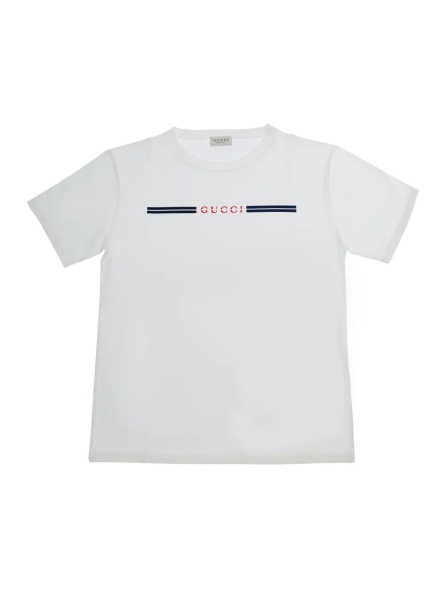 Tricou White Crew neck T-shirt with Logo lettering on the front in cotton Boy