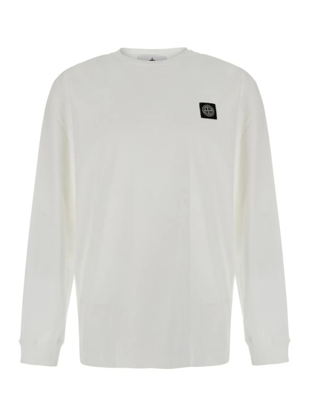 Tricou white Crew neck t-shirt with logo patch on the front in cotton for men