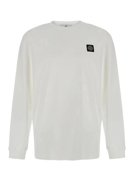 Tricou white Crew neck t-shirt with logo patch on the front in cotton for men