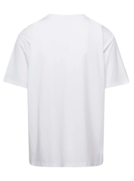 Tricou White Crewneck T-Shirt with Contrasting Logo Lettering Print in Cotton Man