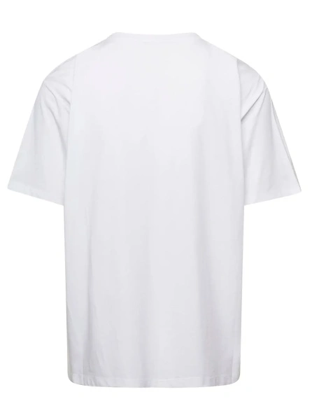 Tricou White Crewneck T-Shirt with Contrasting Logo Lettering Print in Cotton Man